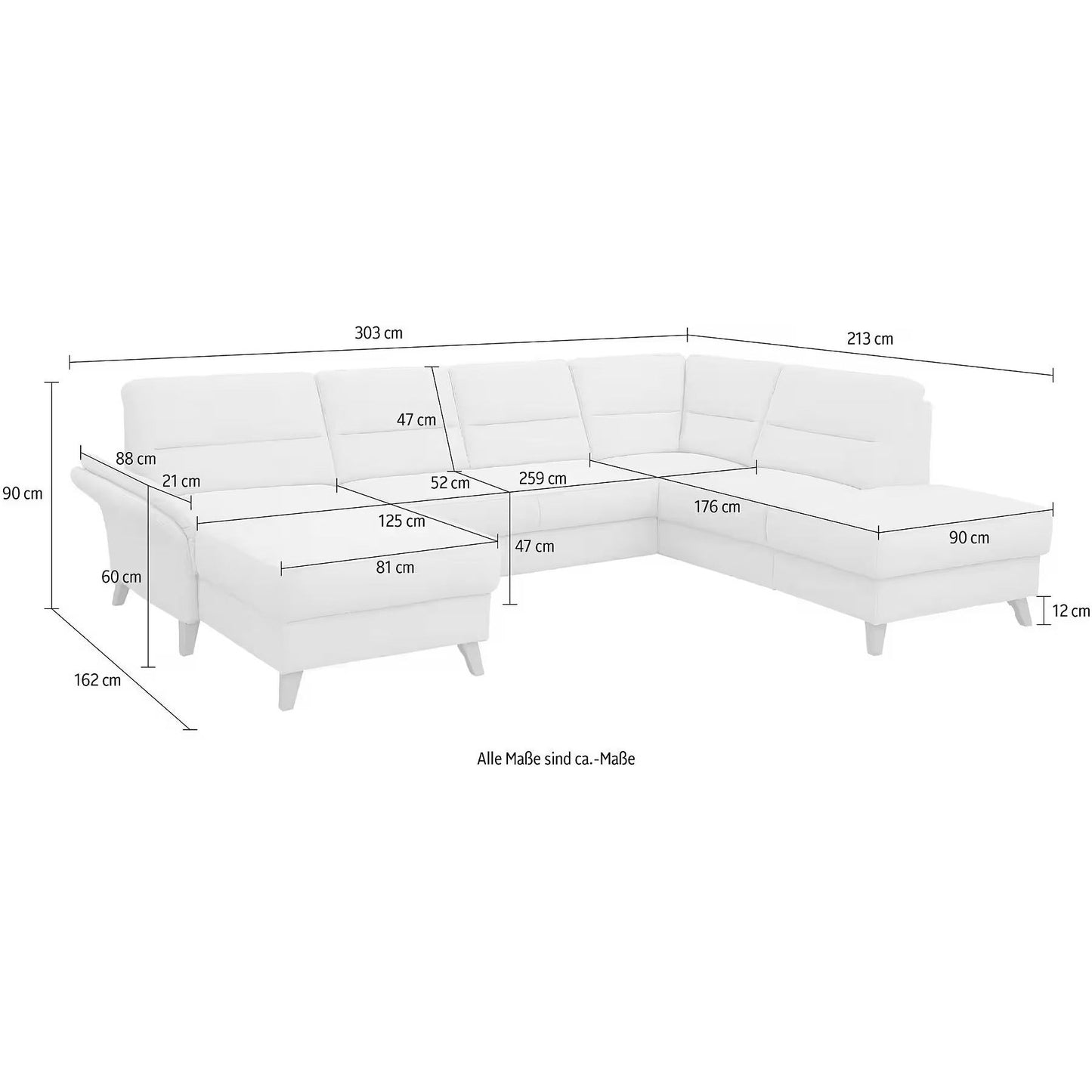 Sofa Wohnlandschaft B-Ware Westerland U-Form mit Schlaffunktion ♻️ - refurned