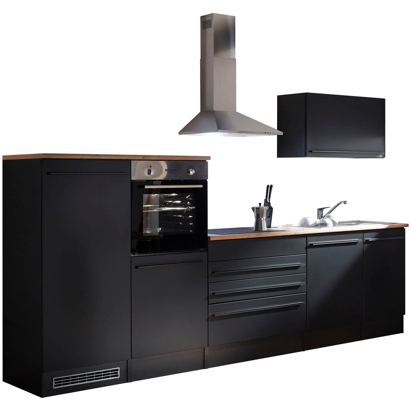 Küche Küchenblock B-Ware Jazz mit E-Geräte 320 cm Schwarz ♻️ - refurned