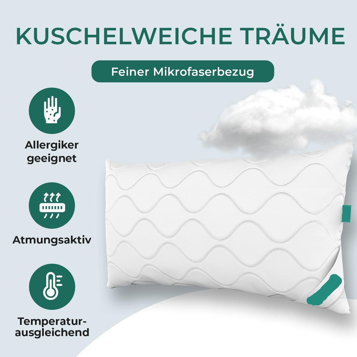 2er Set Kissen Kopfkissen Restposten Mikrofaser 80x80 cm ♻️ - refurned