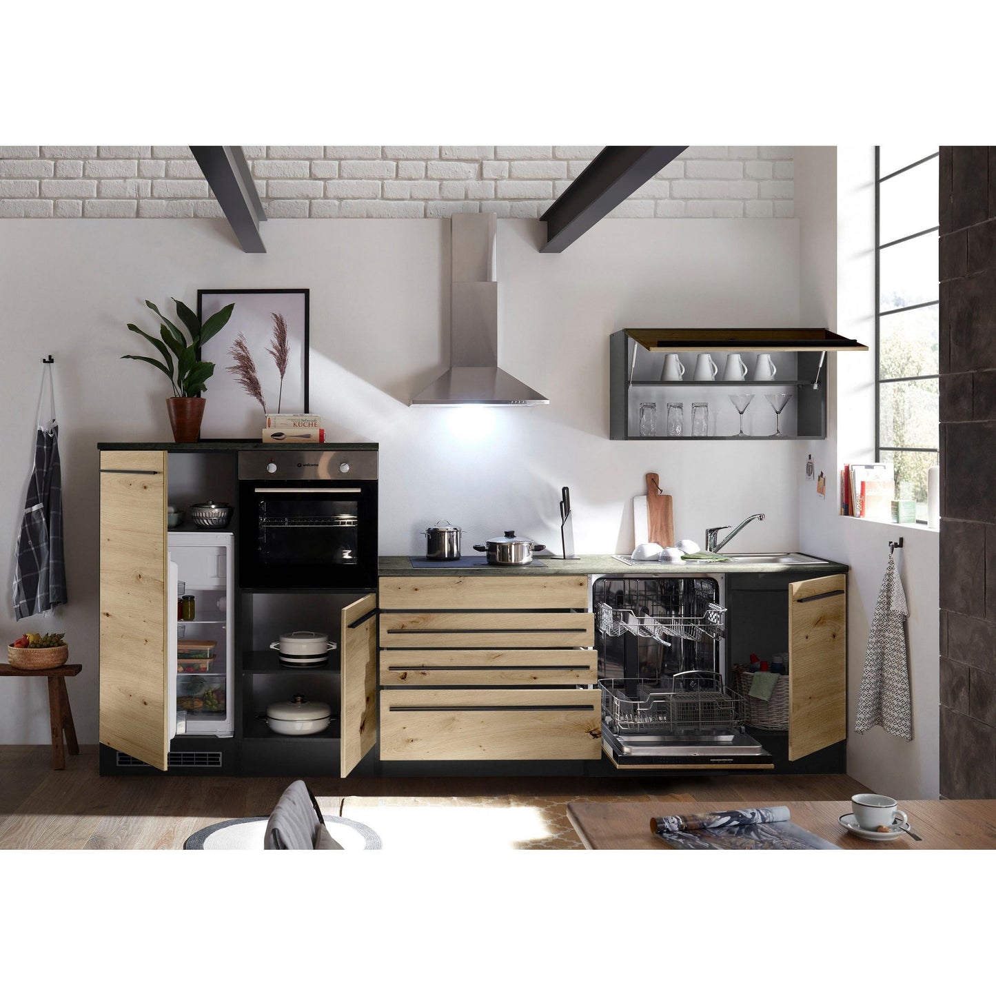 Kitchen kitchen block B-stock Jazz with electrical appliances 320 cm oak ♻️