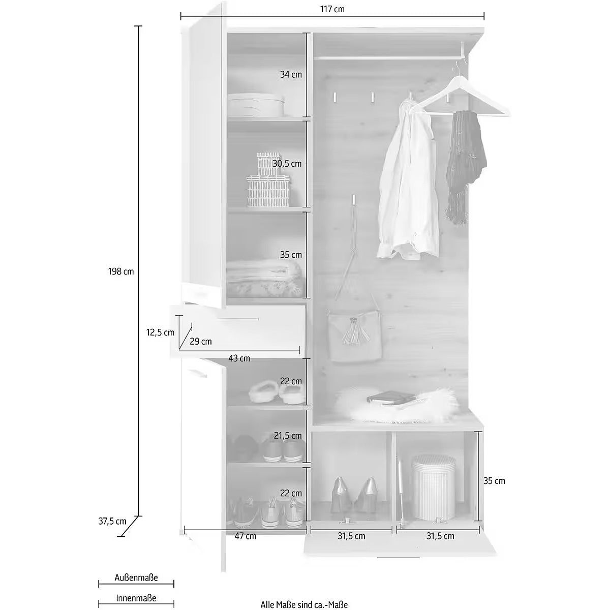 Kompaktgarderobe Garderobe Restposten Entra mit Spiegel ♻️