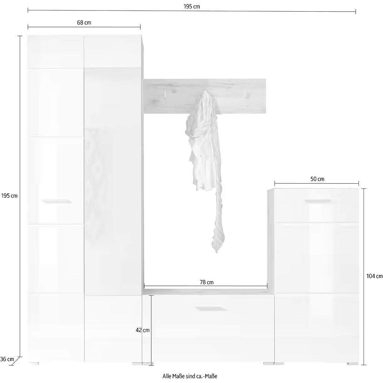 Kompaktgarderobe Garderobe Restposten Sixx mit Spiegel ♻️