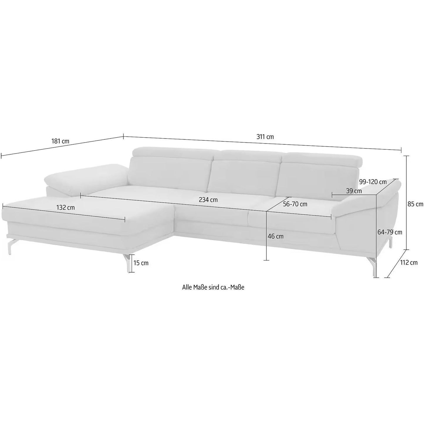 Sofa Ecksofa B-Ware Scorpio mit Sitztiefenverstellung ♻️