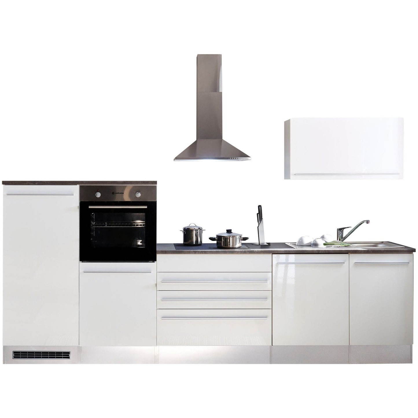 Küche Küchenblock B-Ware Jazz mit E-Geräte 320 cm Weiß ♻️ - refurned