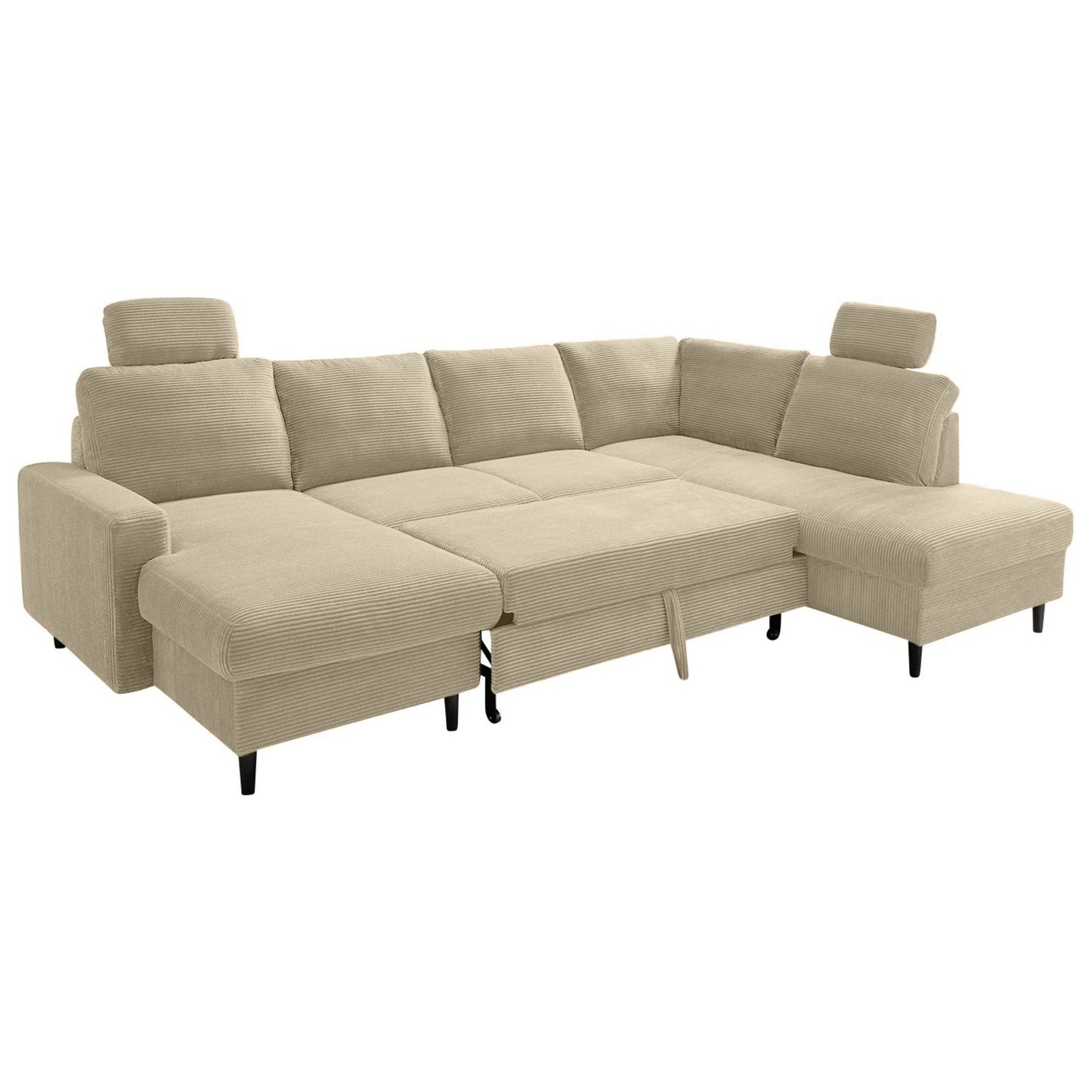Wohnlandschaft B-Ware Sofa Couch U-Form mit Schlaffunktion und Stauraum Cord ♻️ - refurned