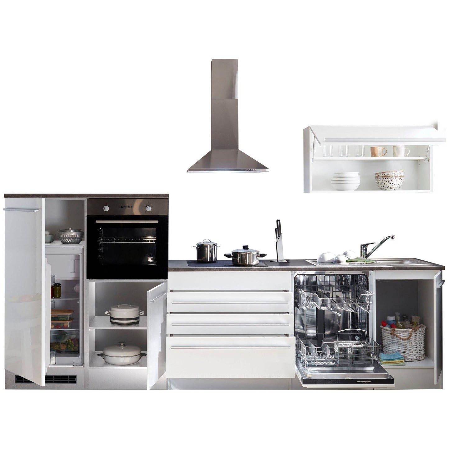 Kitchen Kitchen Unit B-Stock Jazz with E-Appliances 320 cm White ♻️