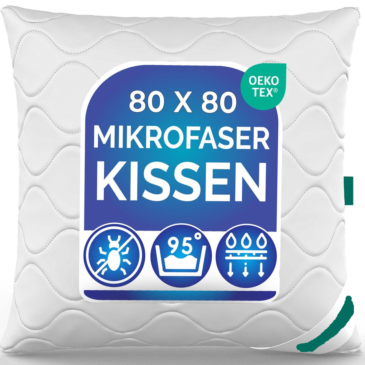2er Set Kissen Kopfkissen Restposten Mikrofaser 80x80 cm ♻️ – Refurned