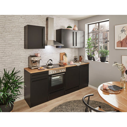 Küche Küchenblock komplett mit E-Geräte JAZZ Schwarz 220 cm B-Ware ♻️
