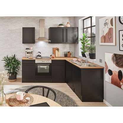 Küche Küchenblock Eckküche komplett mit E-Geräte JAZZ Schwarz B-Ware ♻️ - refurned