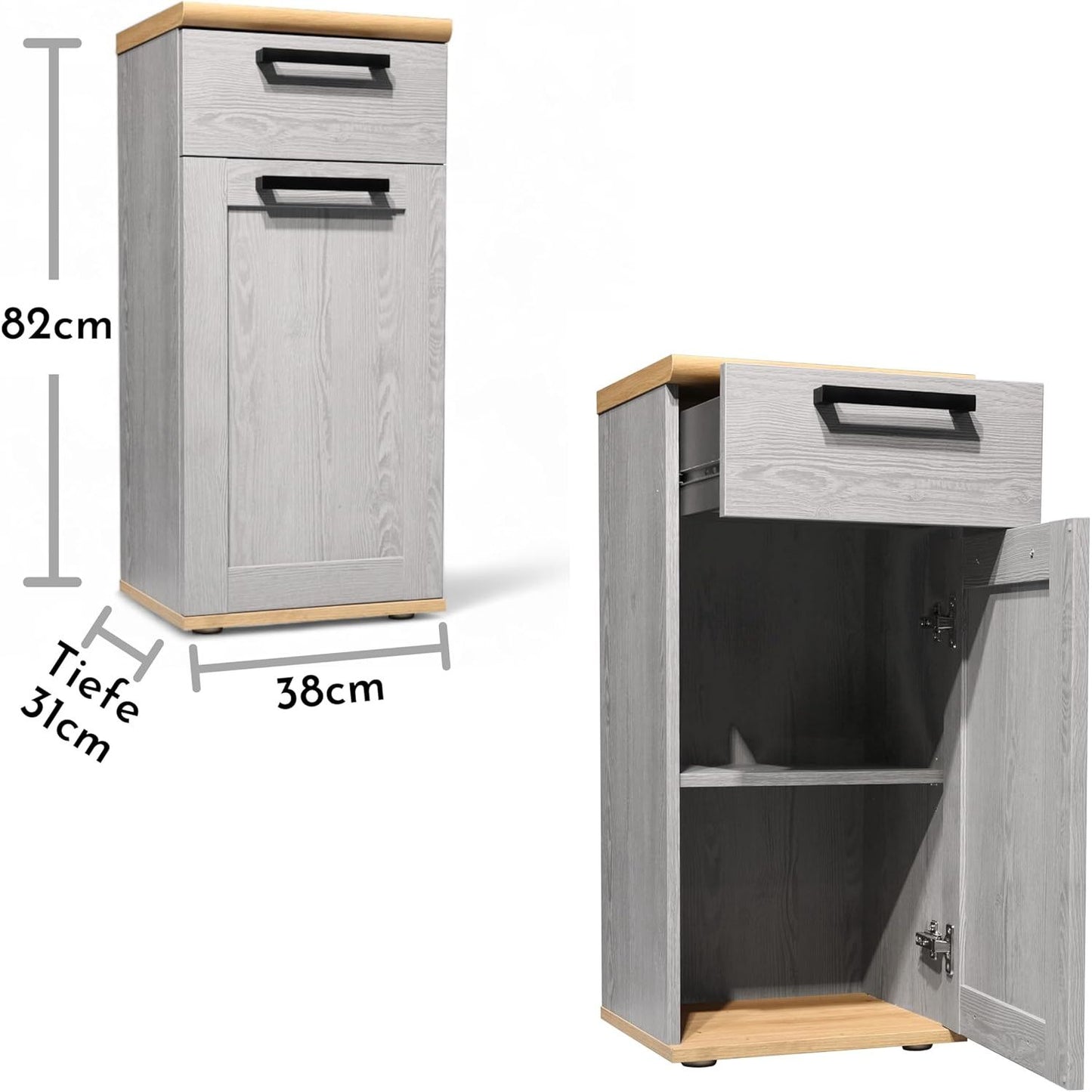 BERGEN Kommode – Grau Wood / Artisan Eiche ♻️