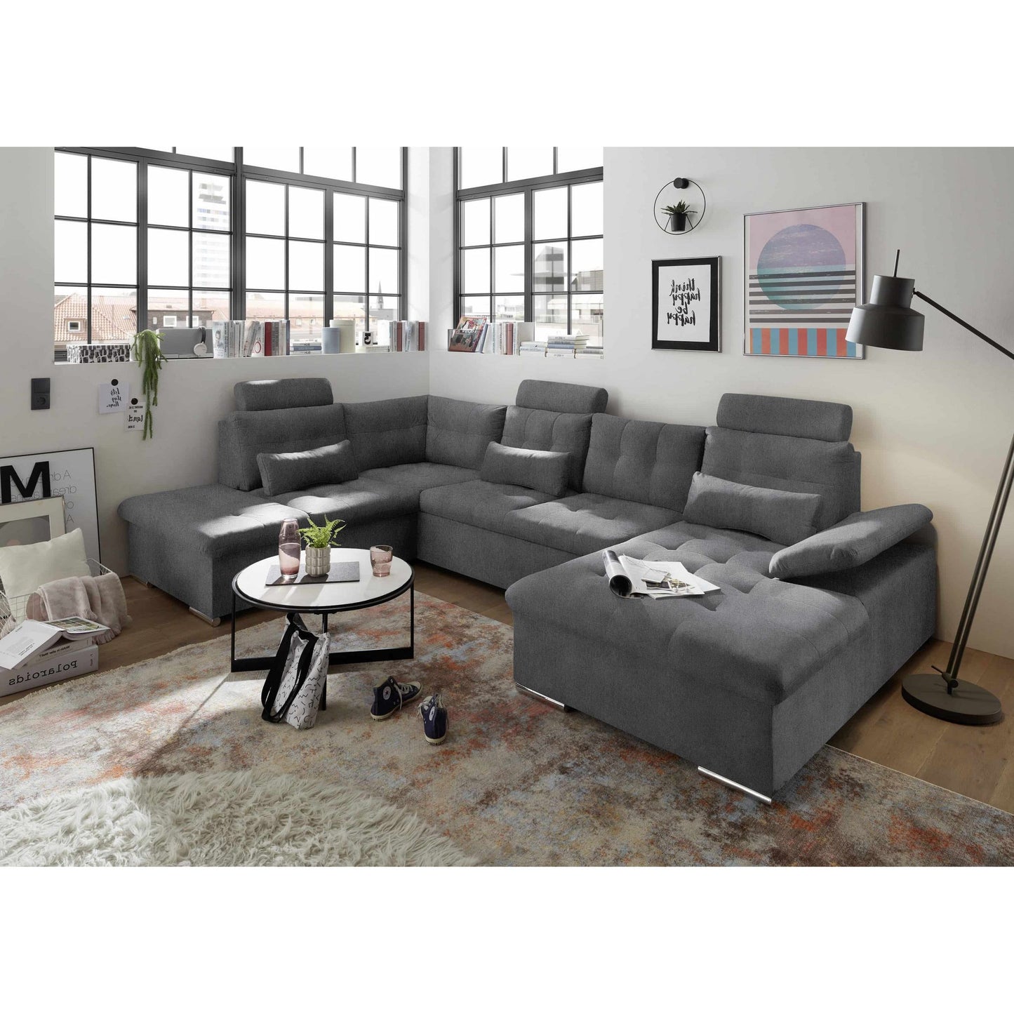Wohnlandschaft Sofa U-Form Medan mit Schlaffunktion 🔶