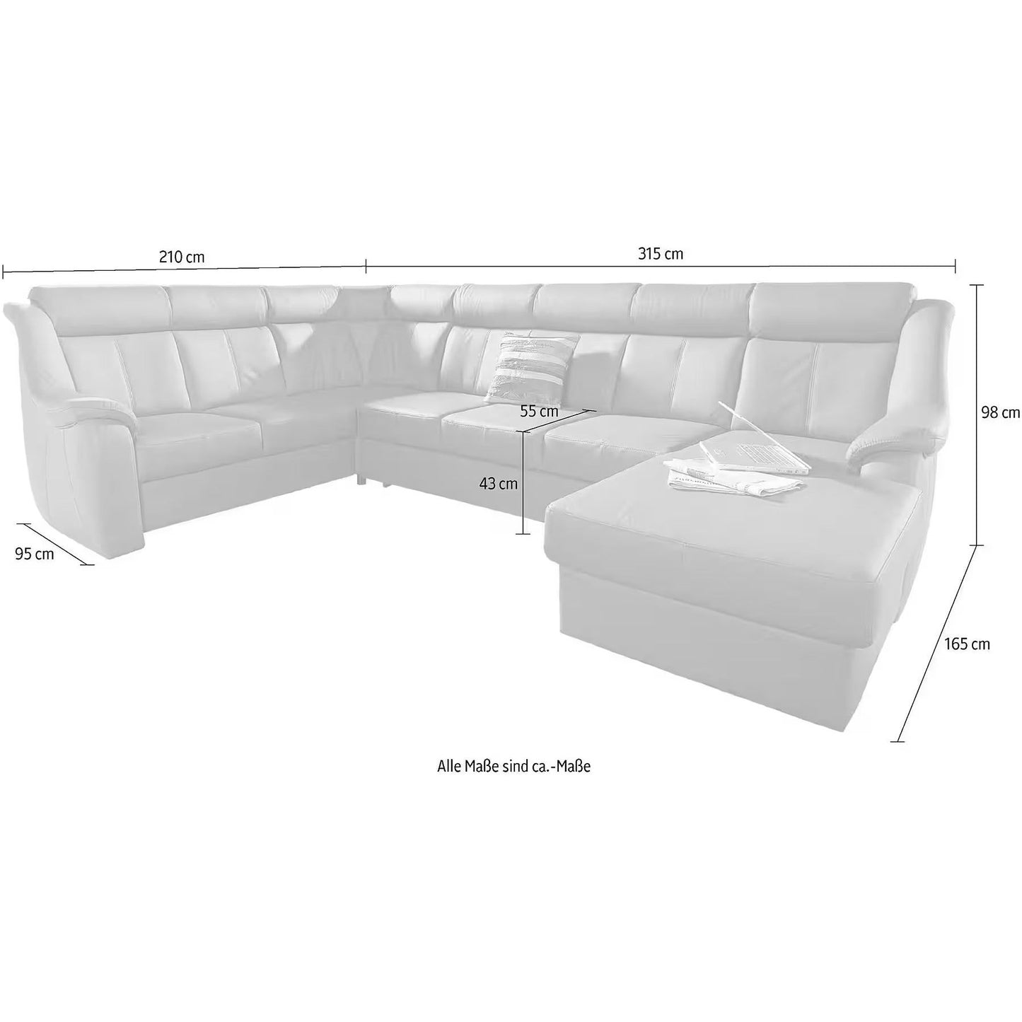 Sofa Wohnlandschaft B-Ware Basel U-Form in Leder ♻️