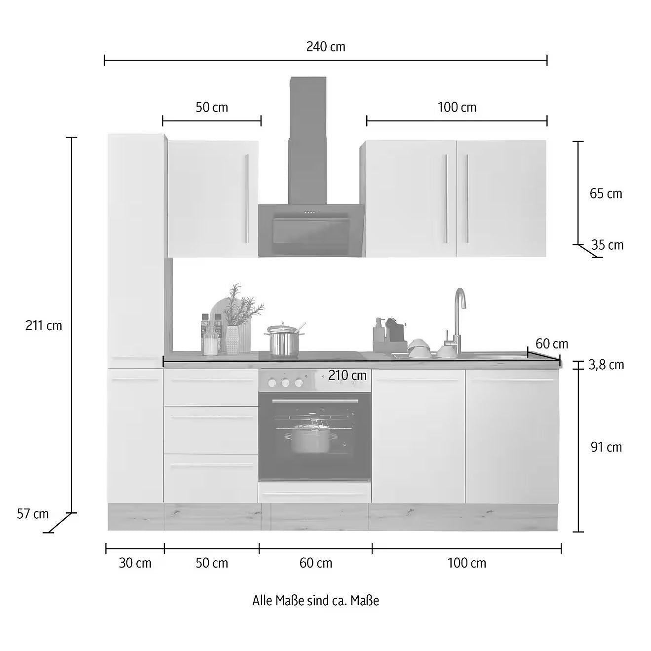 Keuken keukenblok B-keus compleet met inbouwapparatuur FLORIDA 240 cm ♻️