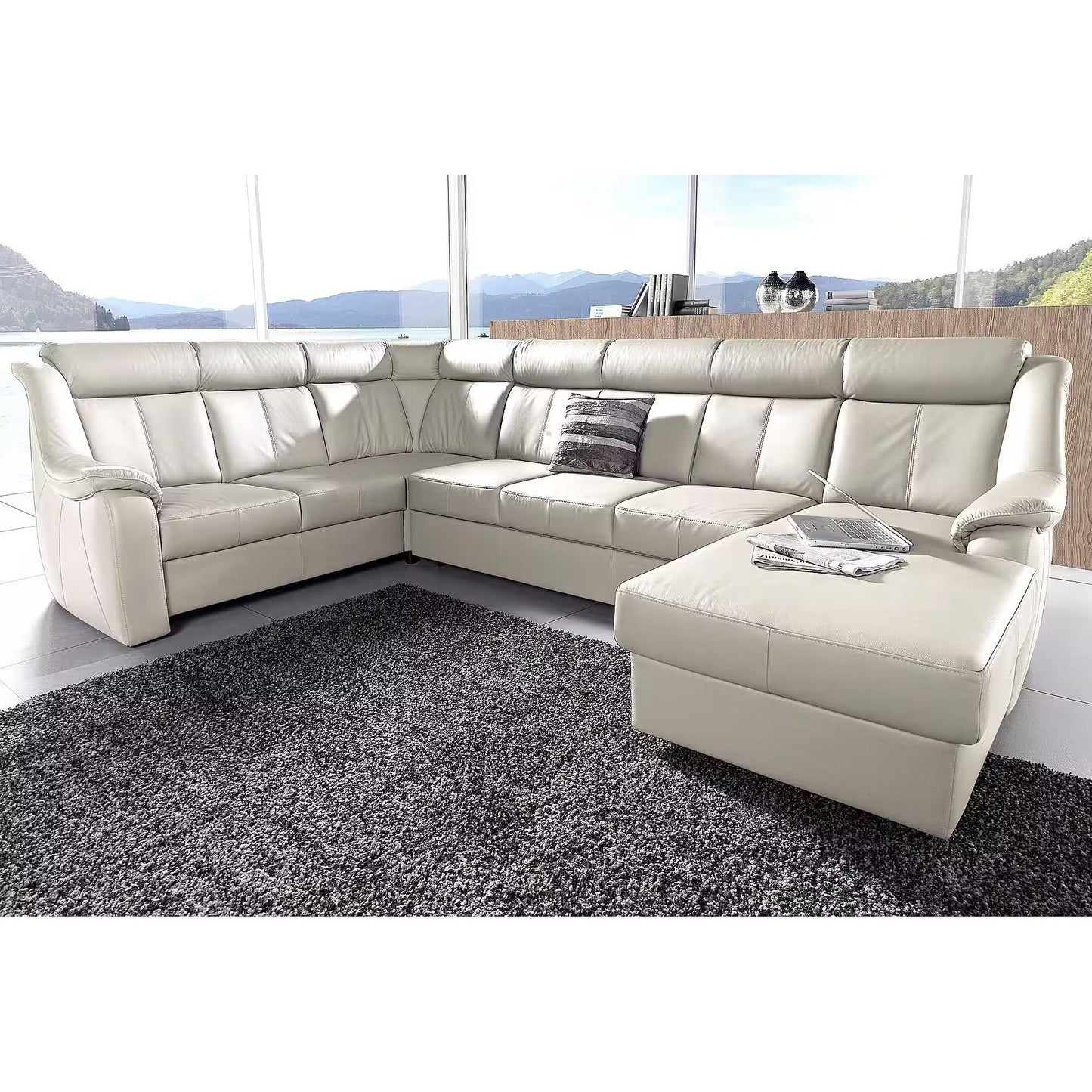 Sofa Wohnlandschaft B-Ware Basel U-Form in Leder ♻️