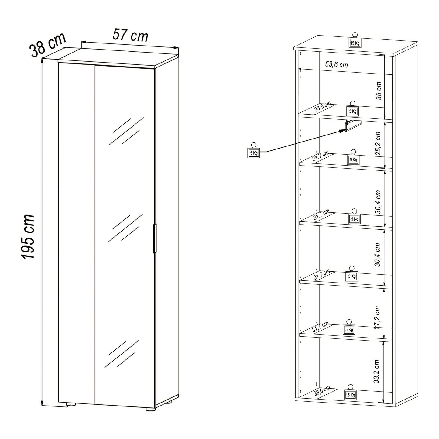 Garderobenschrank Garderobe Volano mit Spiegel ♻️