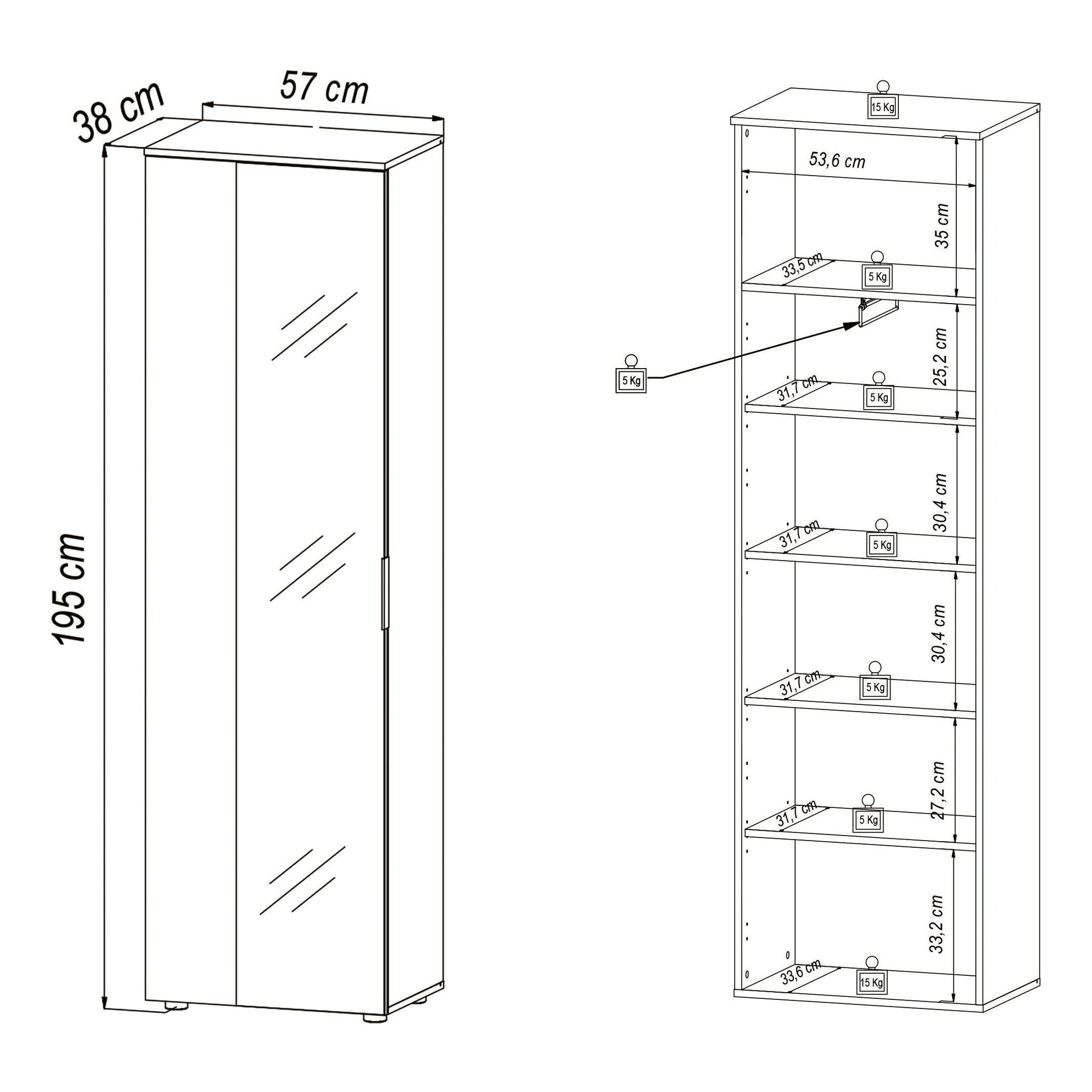 Garderobenschrank Garderobe Volano mit Spiegel ♻️