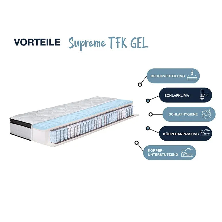 Hn8 Matratze B-Ware 7-Zonen Taschenfederkern-Matratze Supreme TFK GEL mit integriertem Gelschaumtopper ca. 26 cm ♻️