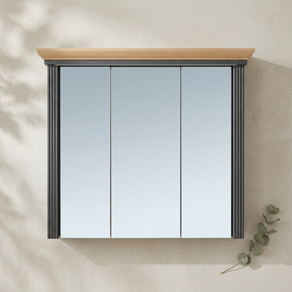 JASMIN Spiegelschrank breit 3-türig – Grau / Artisan Eiche ♻️