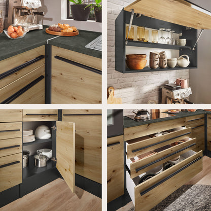 Küche B-Ware Eckküche JAZZ mit E-Geräte in Eiche 260x175 cm ♻️