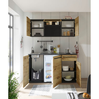 Küche B-Ware Singleküche Küchenblock komplett mit E-Geräte JAZZ Eiche 160 cm