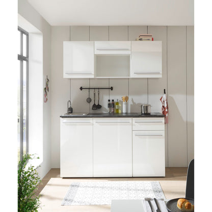 Küche B-Ware Singleküche Küchenblock komplett mit E-Geräte JAZZ Weiß 160 cm ♻️