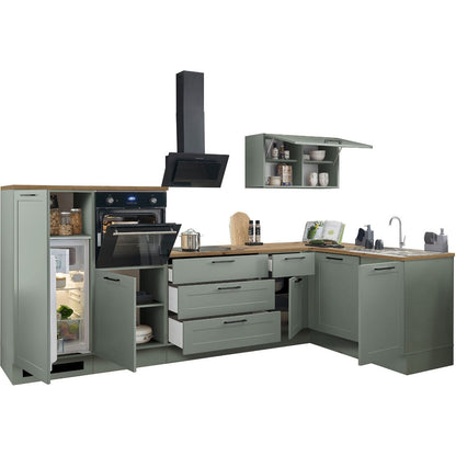 Küche Küchenblock B-Ware Eckküche komplett mit E-Geräte MARSEILLE Grün ♻️