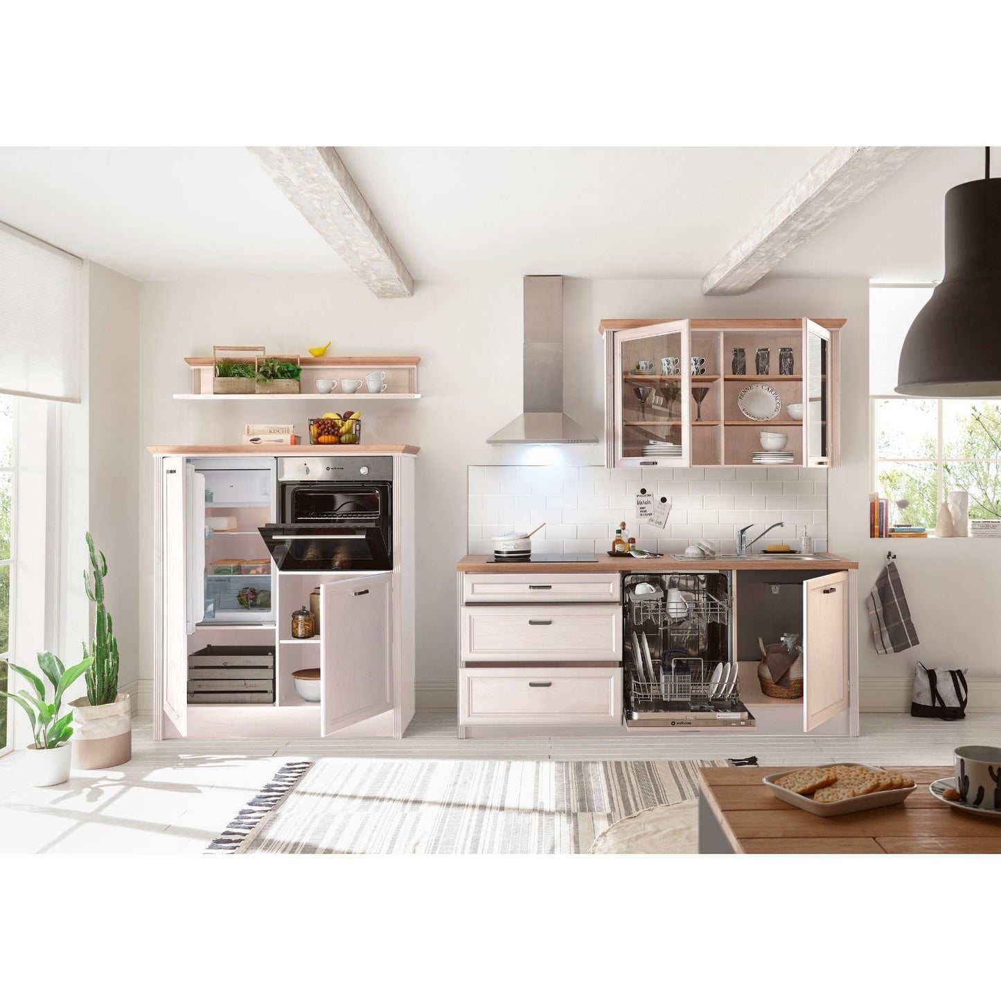 Küche Küchenblock B-Ware komplett mit E-Geräte Jasmin Pinie 344 cm ♻️