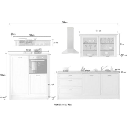 Küche Küchenblock B-Ware komplett mit E-Geräte Jasmin Pinie 344 cm ♻️