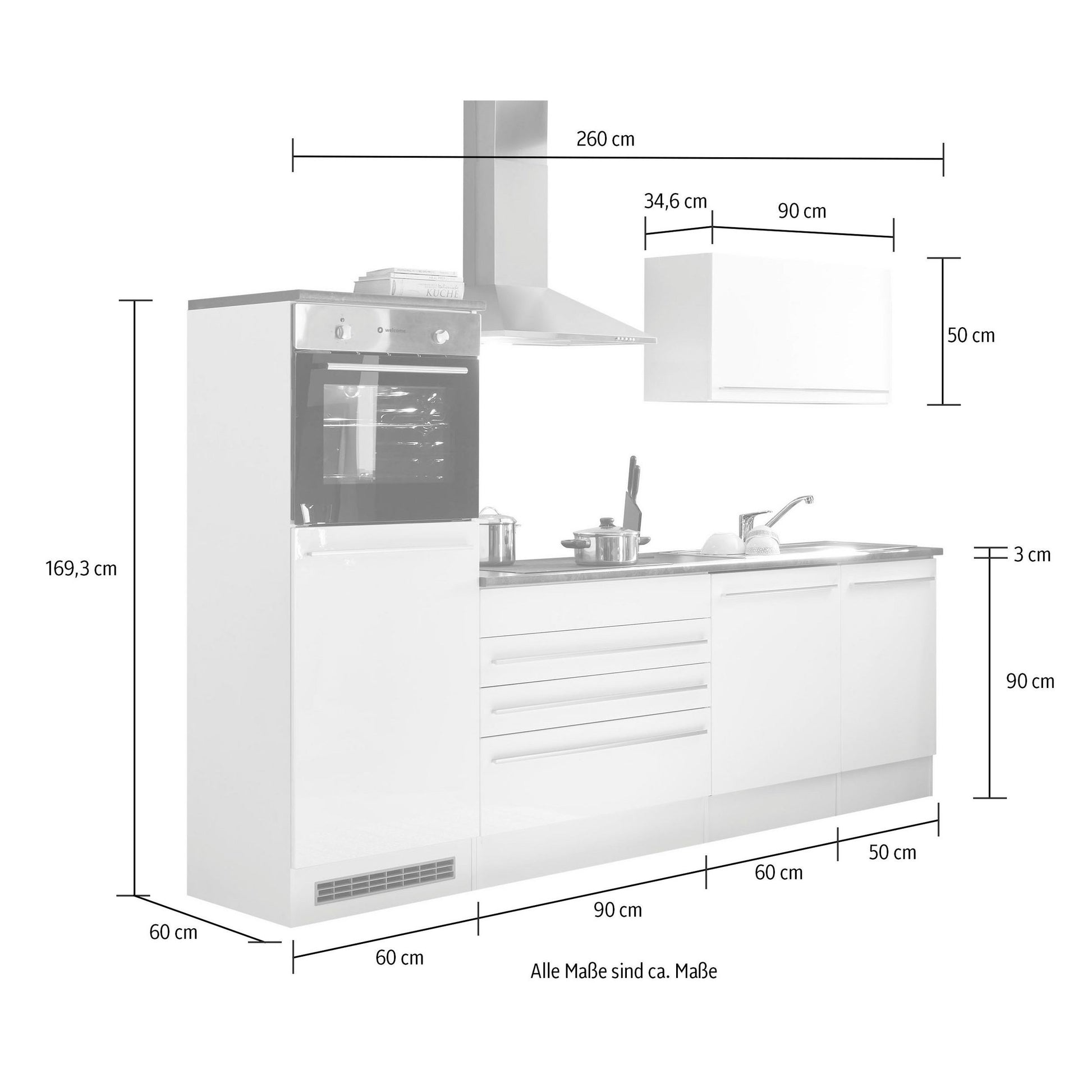 Küche Küchenblock JAZZ ohne E-Geräte in Eiche B-Ware ♻️