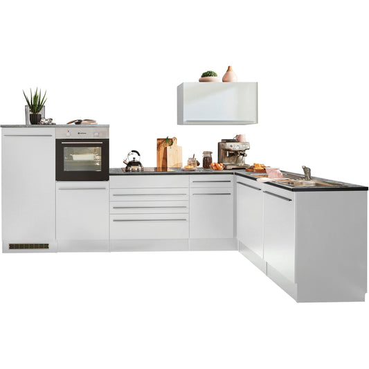 Küche Küchenblock Winkelküche B-Ware Jazz mit E-Geräte 320x175 cm Weiß ♻️