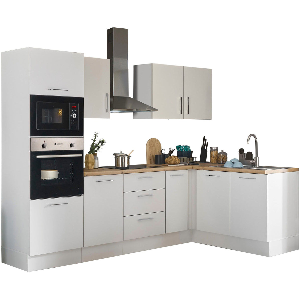 Winkelküche TURIN 270x175 cm – Küche komplett mit E-Geräten B-Ware ♻️ – Refurned