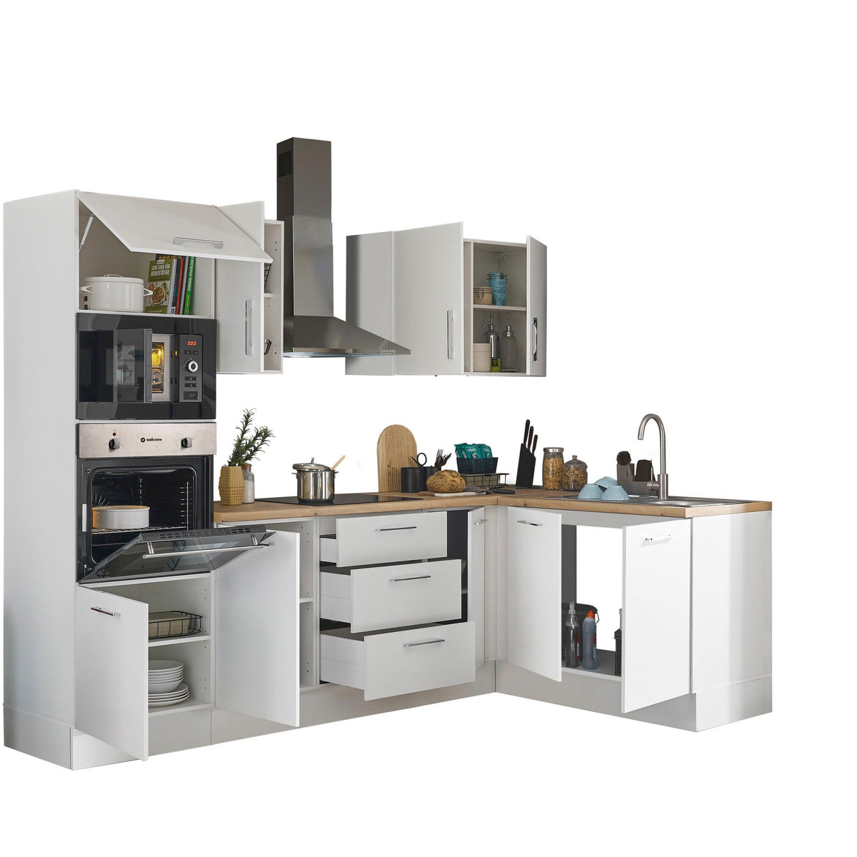 Winkelküche TURIN 270x175 cm – Küche komplett mit E-Geräten B-Ware ♻️ – Refurned