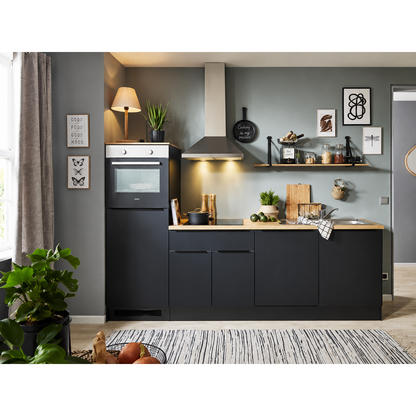 Küche LIAM Küchenzeile ZB 260 – Schwarz matt / Schwarz matt ♻️
