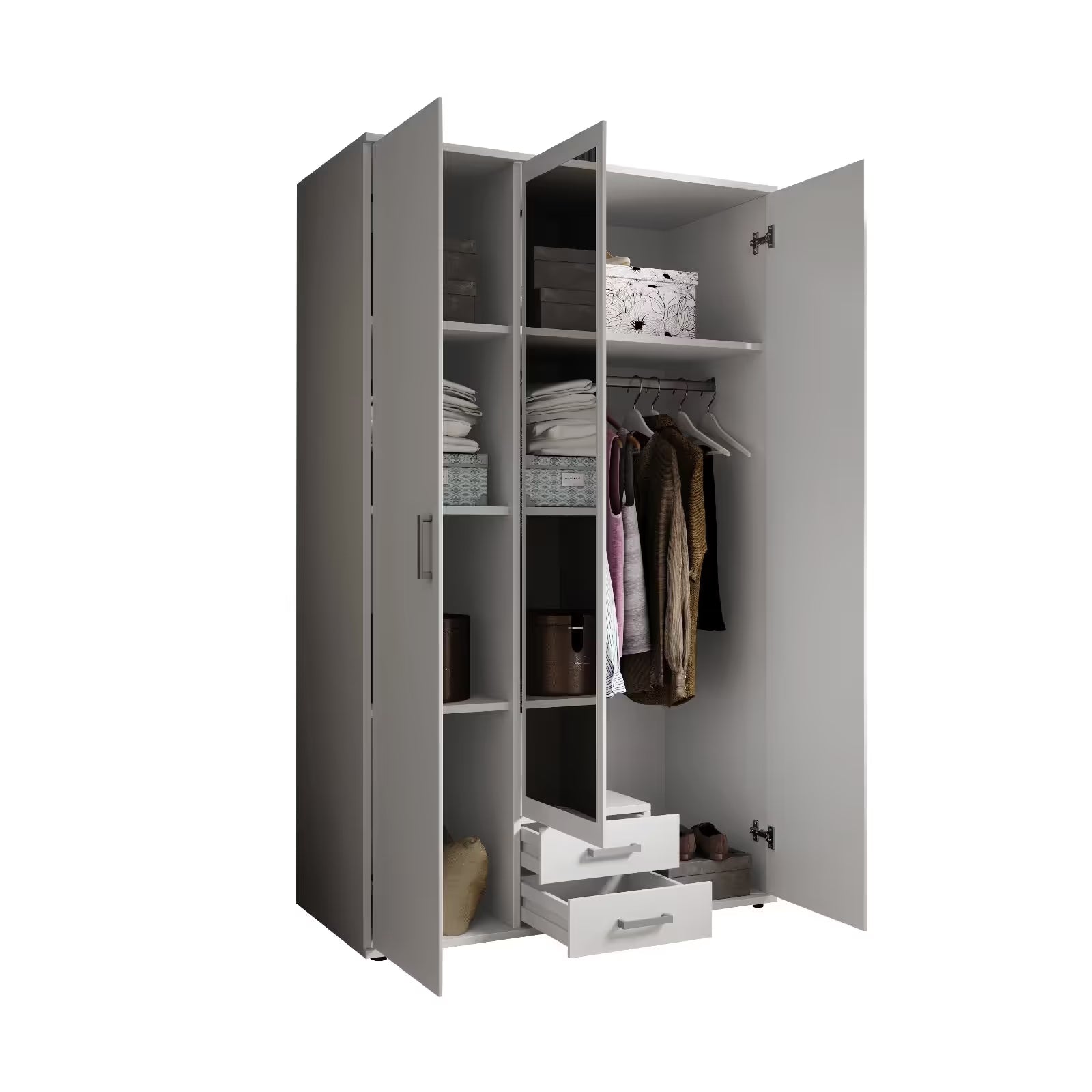 Kleiderschrank Drehtürenschrank Karl mit Spiegel 🔶