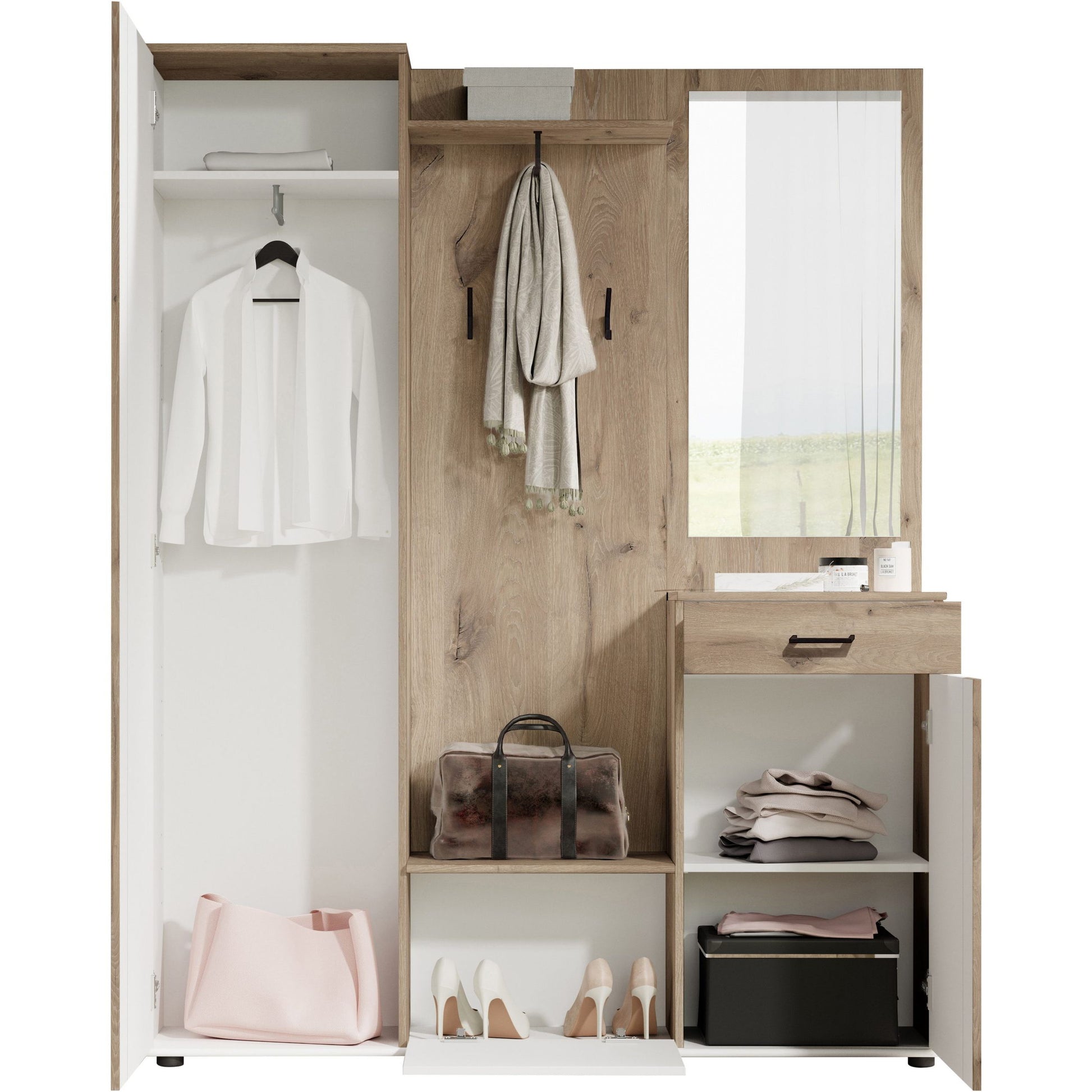 Kompaktgarderobe Garderobe Jens mit Spiegel ♻️