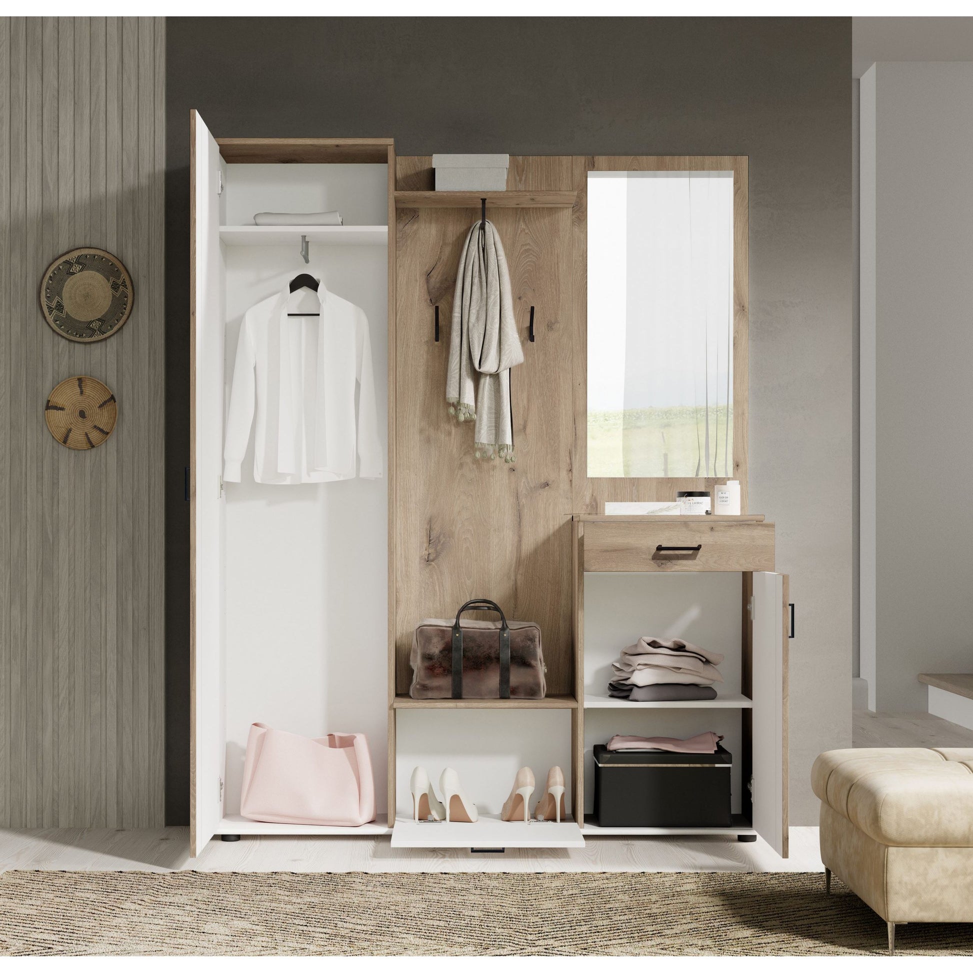 Kompaktgarderobe Garderobe Jens mit Spiegel ♻️