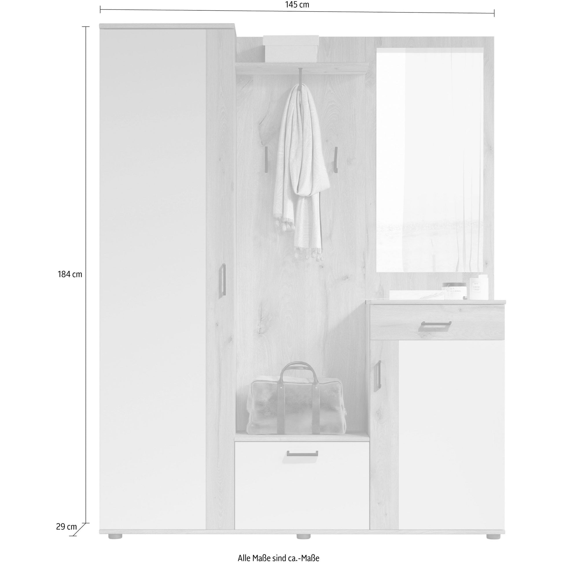 Kompaktgarderobe Garderobe Jens mit Spiegel ♻️