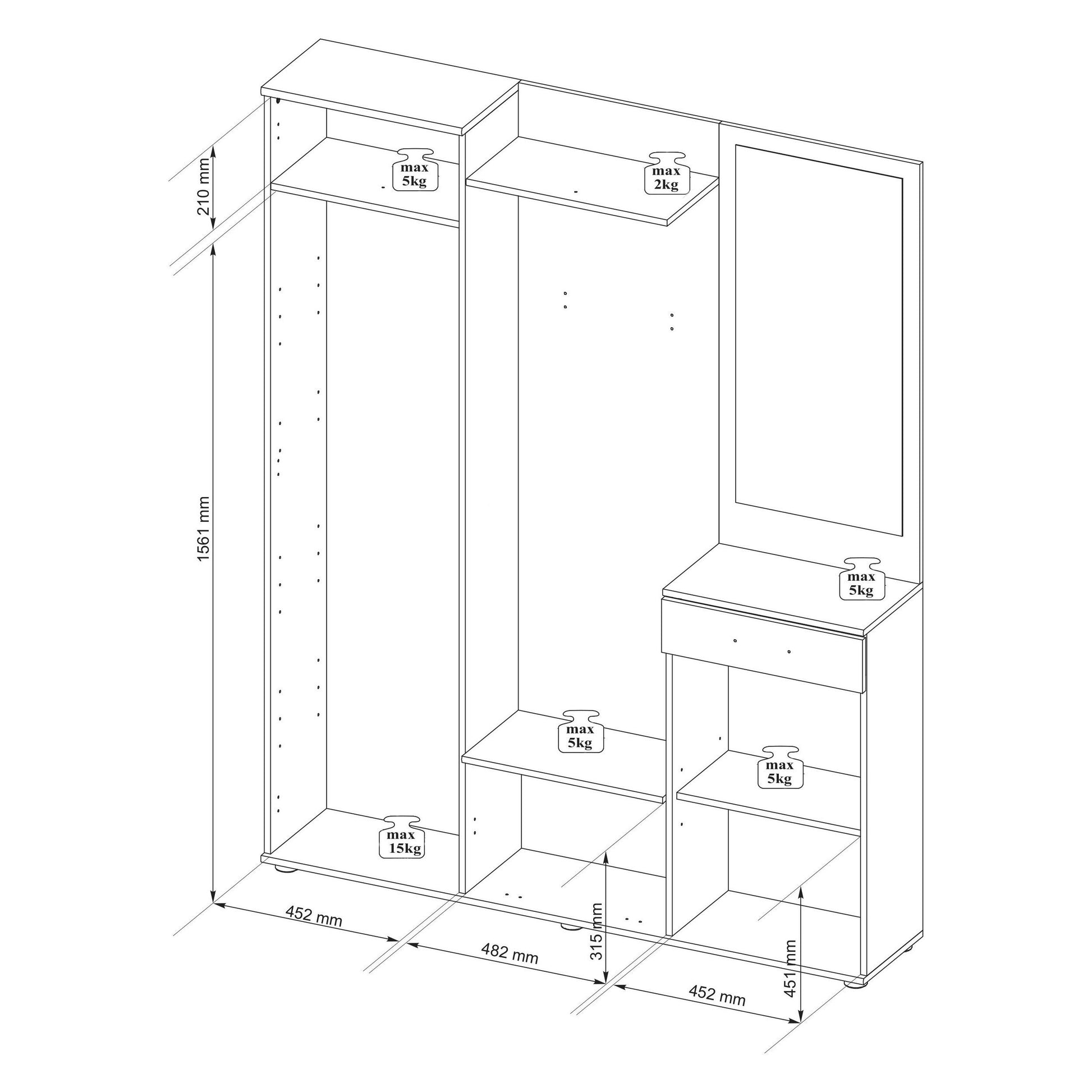 Kompaktgarderobe Garderobe Jens mit Spiegel ♻️