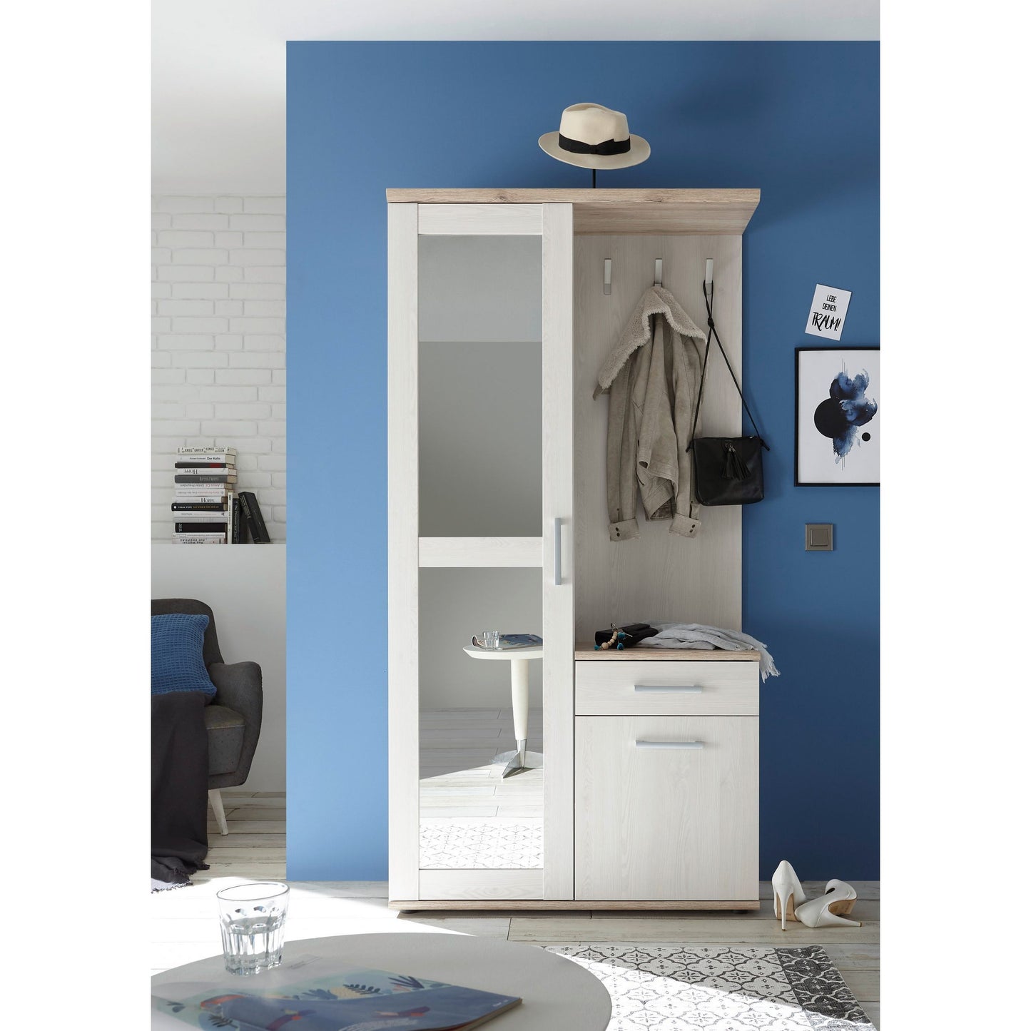 Kompaktgarderobe Garderobe Romance mit Spiegel ♻️