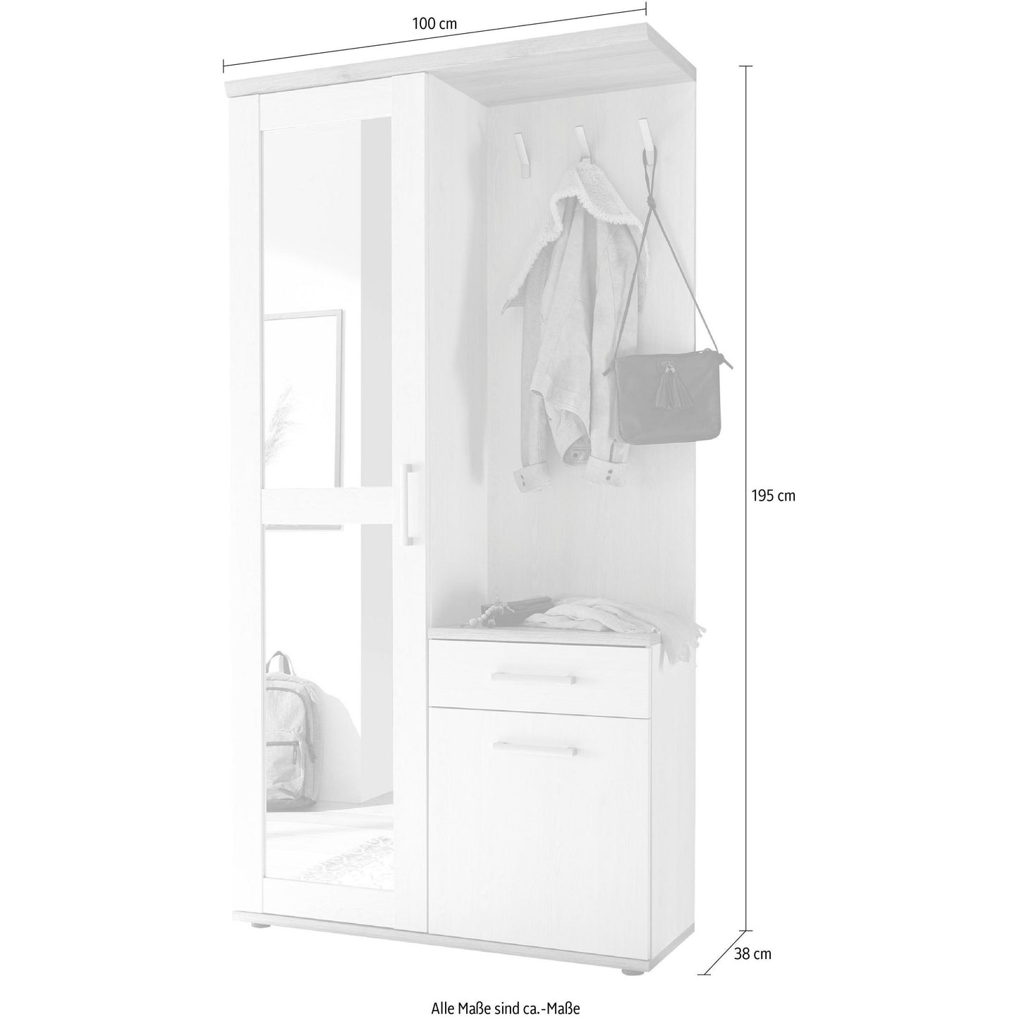 Kompaktgarderobe Garderobe Romance mit Spiegel ♻️