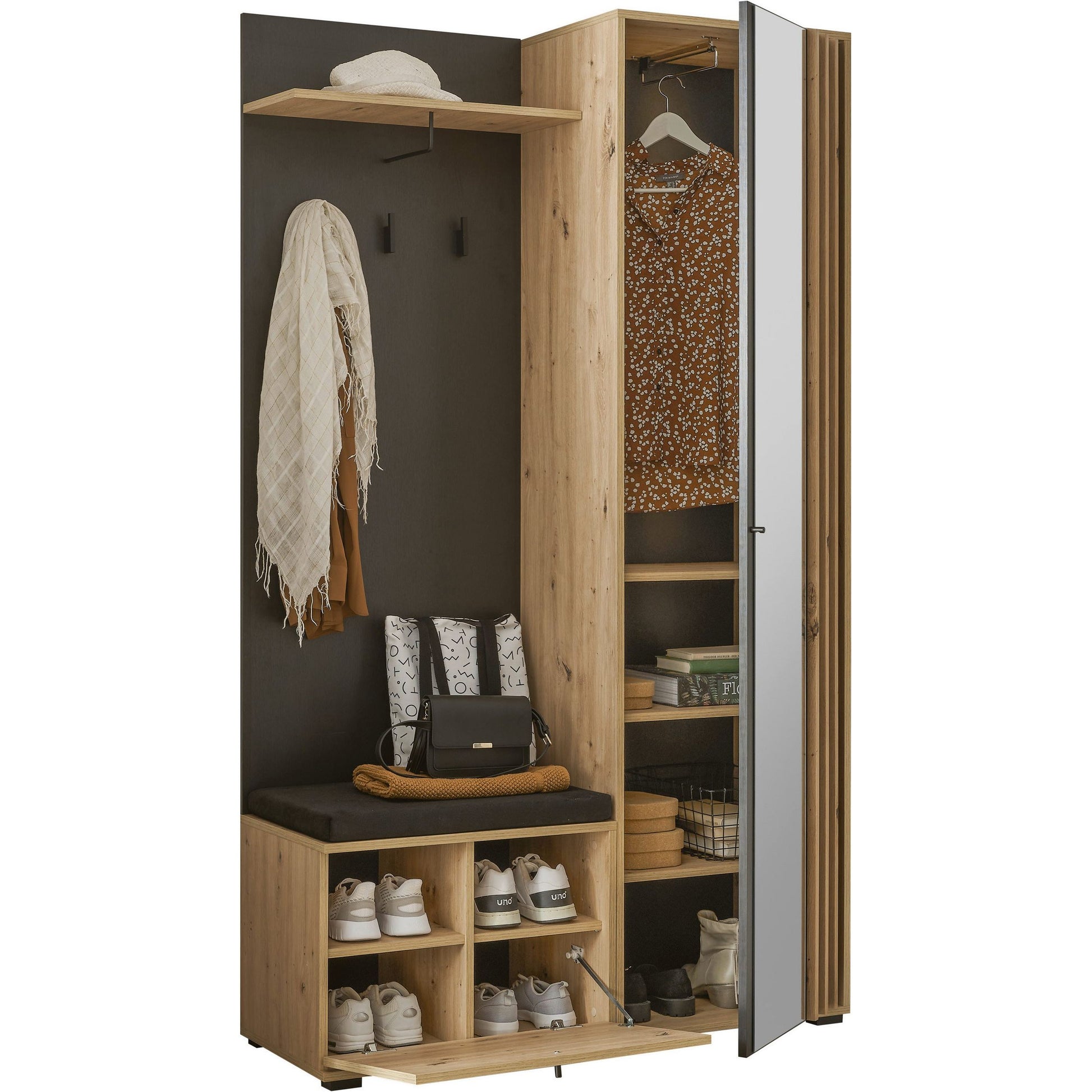 Kompaktgarderobe Garderobe Volano mit Spiegel ♻️