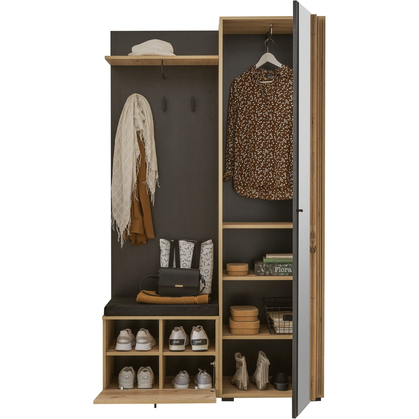 Kompaktgarderobe Garderobe Volano mit Spiegel ♻️