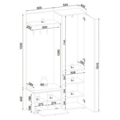 Kompaktgarderobe Garderobe Volano mit Spiegel ♻️
