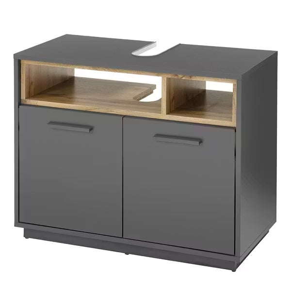 MILANO Waschbeckenunterschrank 2-türig – Grafit / Grafit Abs. Wildeiche ♻️