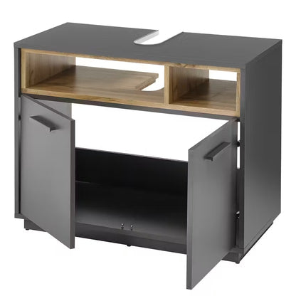 MILANO Waschbeckenunterschrank 2-türig – Grafit / Grafit Abs. Wildeiche ♻️