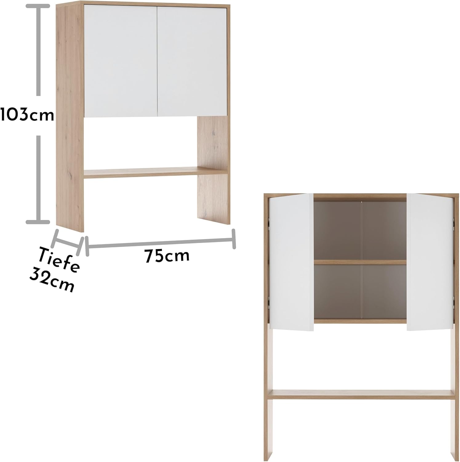 NERJA Aufsatzschrank – Weiß/ Weiß ♻️