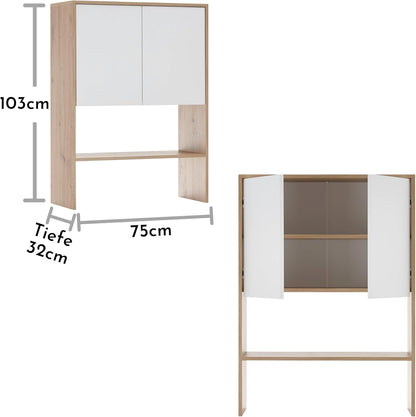 NERJA Aufsatzschrank – Weiß/ Weiß ♻️