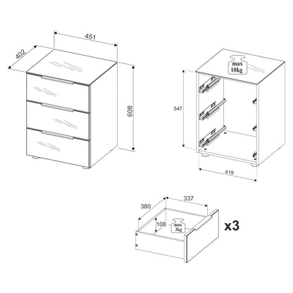 Nachtkommode Nachtkonsole Santorin Glasfront ♻️