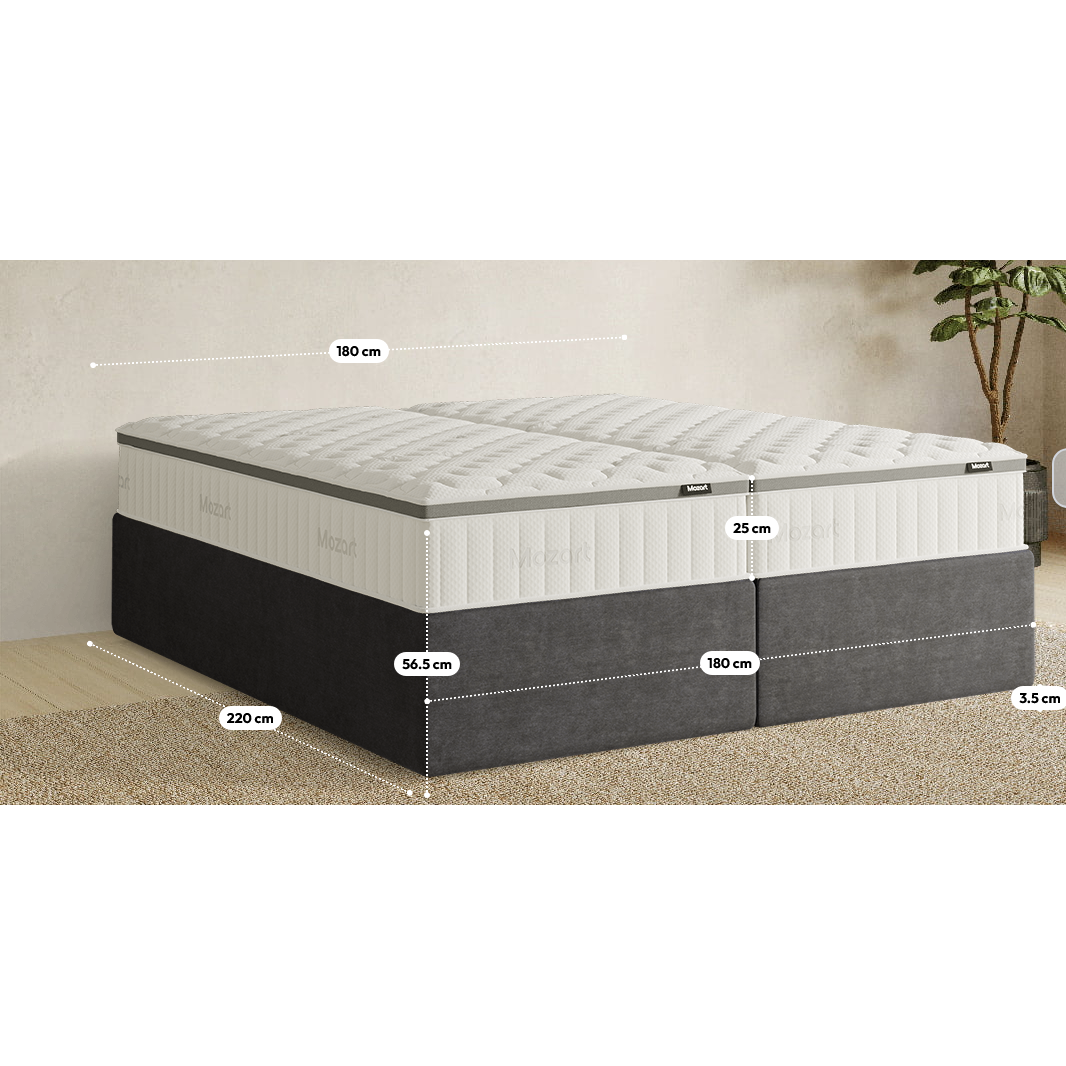 Premium Boxspringbett Bett B-Ware in 180x220 cm ohne Kopfteil ♻️