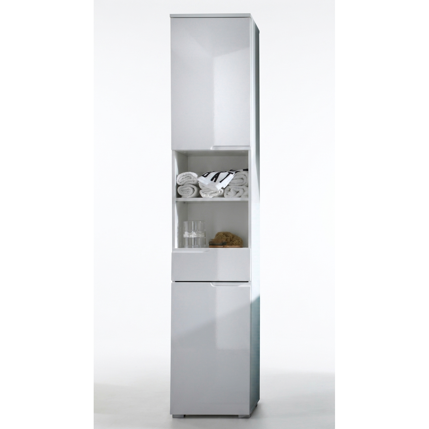 SPICE Seitenschrank – Weiß / Weiß hochglanz ♻️